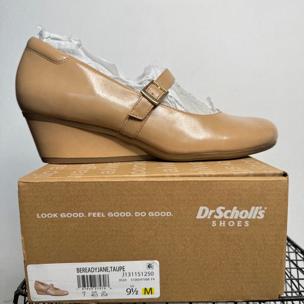 Dr. Scholl’s Be Ready Jane Taupe Mary Jane Wedge Pumps New Box Size 9.5